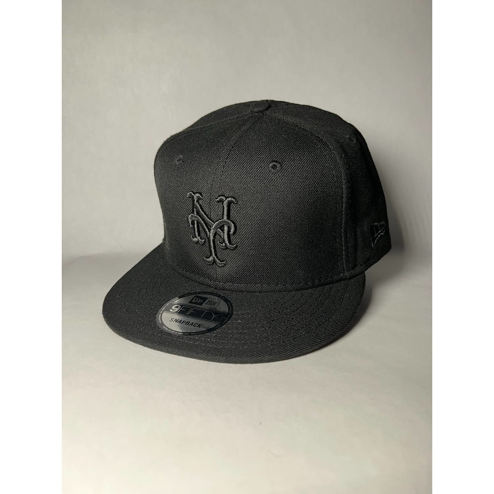 New York Mets MLB New Era 9FIFTY All Black Snapback Cap Custom